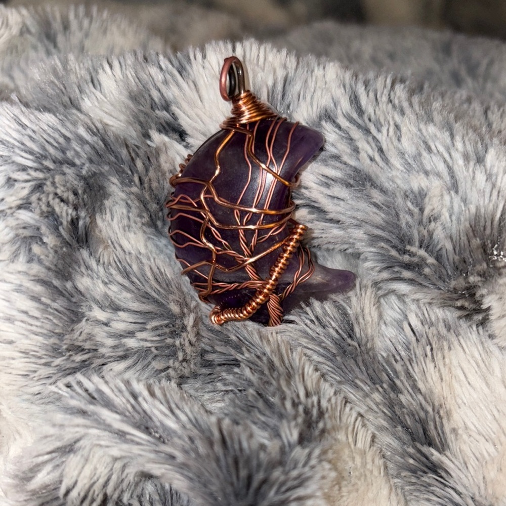 Handcrafted Amethyst  Wire-Wrapped Pendant